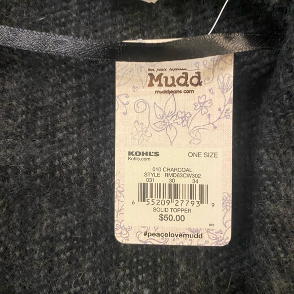 NWT Mudd Sleeveless Cardigan / Color: Charcoal / Size: OS - Picture 4 of 5